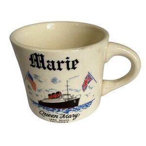 Vintage Queen Mary Ship Coffee Mug Marie Papel Long Beach California 10oz